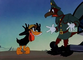 Screenshots from the 1943 Warner Bros. cartoon Daffy the Commando