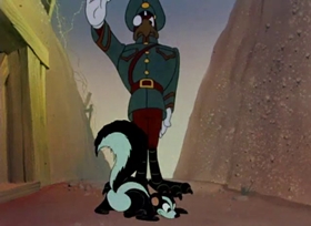 Screenshots from the 1943 Warner Bros. cartoon Daffy the Commando