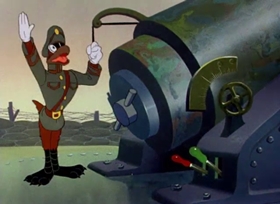 Screenshots from the 1943 Warner Bros. cartoon Daffy the Commando