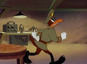 Screenshots from the 1943 Warner Bros. cartoon Daffy the Commando