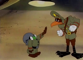 Screenshots from the 1943 Warner Bros. cartoon Daffy the Commando