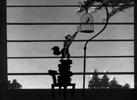 Screenshots from the 1943 Warner Bros. cartoon Puss n