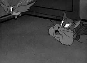 Screenshots from the 1943 Warner Bros. cartoon Puss n
