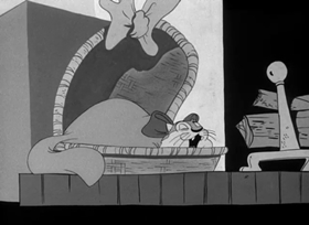 Screenshots from the 1943 Warner Bros. cartoon Puss n