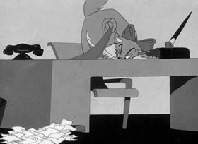 Screenshots from the 1943 Warner Bros. cartoon Puss n