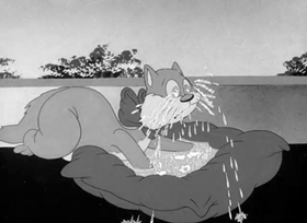 Screenshots from the 1943 Warner Bros. cartoon Puss n