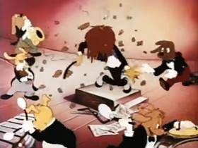 Screenshots from the 1944 Terrytoons cartoon The Butcher of Seville