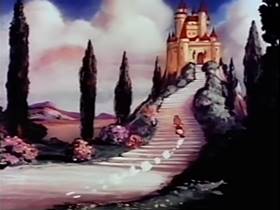 Screenshots from the 1944 Terrytoons cartoon The Frog and the Princess