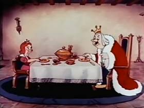 Screenshots from the 1944 Terrytoons cartoon The Frog and the Princess