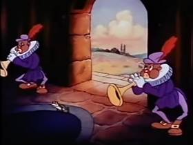 Screenshots from the 1944 Terrytoons cartoon The Frog and the Princess