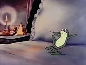 Screenshots from the 1944 Terrytoons cartoon The Frog and the Princess