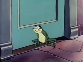Screenshots from the 1944 Terrytoons cartoon The Frog and the Princess