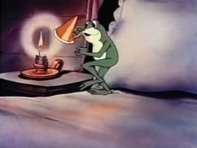 Screenshots from the 1944 Terrytoons cartoon The Frog and the Princess