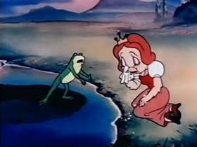 Screenshots from the 1944 Terrytoons cartoon The Frog and the Princess