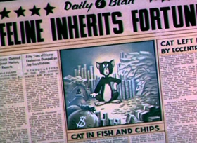 Screenshots from the 1944 MGM cartoon The Million Dollar Cat