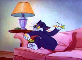 Screenshots from the 1944 MGM cartoon The Million Dollar Cat