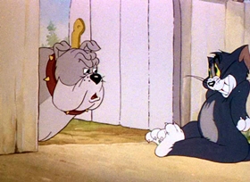Screenshots from the 1944 MGM cartoon The Bodyguard