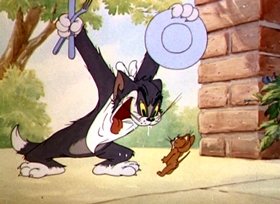 Screenshots from the 1944 MGM cartoon The Bodyguard