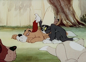 Screenshots from the 1944 MGM cartoon Puttin