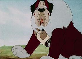 Screenshots from the 1944 MGM cartoon Puttin