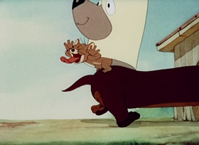 Screenshots from the 1944 MGM cartoon Puttin