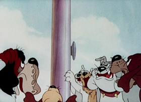 Screenshots from the 1944 MGM cartoon Puttin