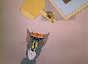 Screenshots from the 1944 MGM cartoon Mouse Trouble