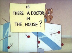 Screenshots from the 1944 MGM cartoon Mouse Trouble