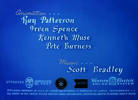 Screenshots from the 1944 MGM cartoon Mouse Trouble