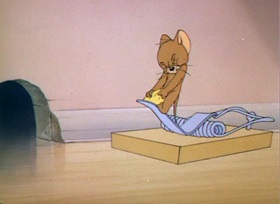 Screenshots from the 1944 MGM cartoon Mouse Trouble