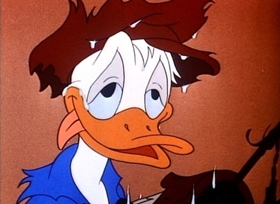Screenshots from the 1944 Disney cartoon Donald