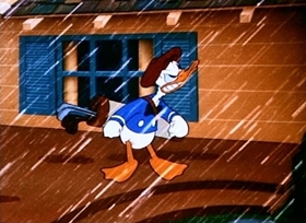 Screenshots from the 1944 Disney cartoon Donald
