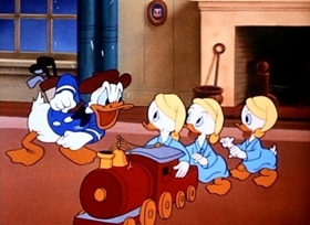 Screenshots from the 1944 Disney cartoon Donald