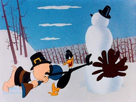 Screenshots from the 1944 Warner Bros. cartoon Tom Turk and Daffy