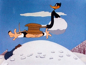 Screenshots from the 1944 Warner Bros. cartoon Tom Turk and Daffy