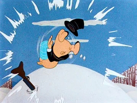 Screenshots from the 1944 Warner Bros. cartoon Tom Turk and Daffy