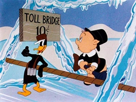 Screenshots from the 1944 Warner Bros. cartoon Tom Turk and Daffy