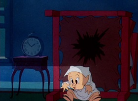Screenshots from the 1944 Warner Bros. cartoon Tick Tock Tuckered