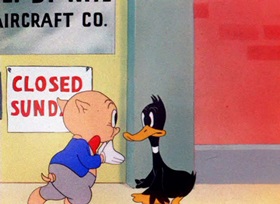 Screenshots from the 1944 Warner Bros. cartoon Tick Tock Tuckered