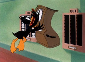 Screenshots from the 1944 Warner Bros. cartoon Tick Tock Tuckered