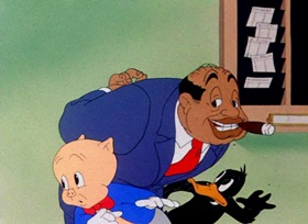 Screenshots from the 1944 Warner Bros. cartoon Tick Tock Tuckered