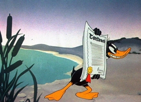 Screenshots from the 1944 Warner Bros. cartoon Duck Soup to Nuts