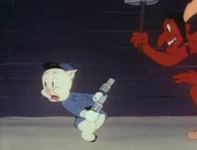 Screenshots from the 1944 Warner Bros. cartoon Slightly Daffy