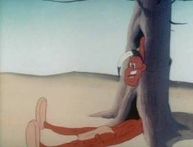 Screenshots from the 1944 Warner Bros. cartoon Slightly Daffy