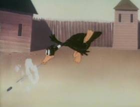 Screenshots from the 1944 Warner Bros. cartoon Slightly Daffy