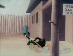 Screenshots from the 1944 Warner Bros. cartoon Slightly Daffy