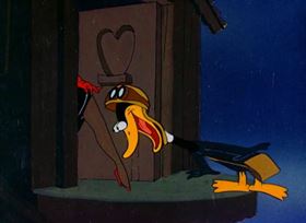 Screenshots from the 1944 Warner Bros. cartoon Plane Daffy