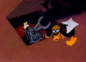 Screenshots from the 1944 Warner Bros. cartoon Plane Daffy