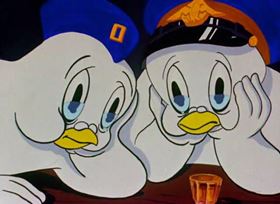 Screenshots from the 1944 Warner Bros. cartoon Plane Daffy