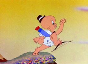 Screenshots from the 1944 Warner Bros. cartoon The Stupid Cupid